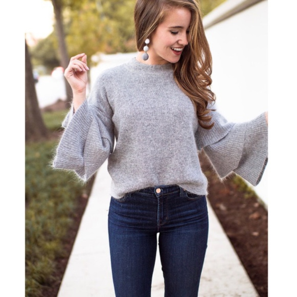 Gray Ruffle Sweater - Picture 2 of 5